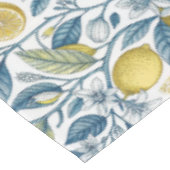 Custom Elegant Mediterranean Lemon Botanical Navy テーブルクロス (アングル)