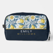 Custom Elegant Mediterranean Lemon Botanical Navy ドップキット (正面)