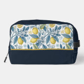 Custom Elegant Mediterranean Lemon Botanical Navy ドップキット (裏面)