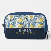Custom Elegant Mediterranean Lemon Botanical Navy ドップキット (正面)