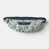 Custom Elegant Mediterranean Lemon Botanical Navy ファニーパック (レイダウン)
