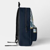 Custom Elegant Mediterranean Lemon Botanical Navy プリントバックパック (左)