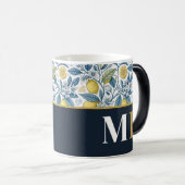 Custom Elegant Mediterranean Lemon Botanical Navy モーフィングマグカップ (正面右)