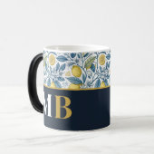 Custom Elegant Mediterranean Lemon Botanical Navy モーフィングマグカップ (正面左)