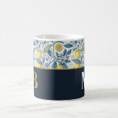 Custom Elegant Mediterranean Lemon Botanical Navy モーフィングマグカップ (中央)