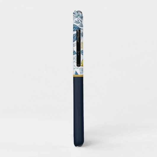 Custom Elegant Mediterranean Lemon Botanical Navy Case-Mate iPhoneケース (裏面/左)