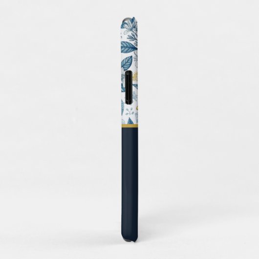 Custom Elegant Mediterranean Lemon Botanical Navy Case-Mate iPhoneケース (裏面/右)