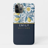 Custom Elegant Mediterranean Lemon Botanical Navy Case-Mate iPhoneケース (裏)