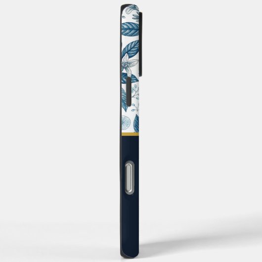 Custom Elegant Mediterranean Lemon Botanical Navy Case-Mate iPhoneケース (裏面 / 右)