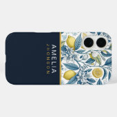 Custom Elegant Mediterranean Lemon Botanical Navy Case-Mate iPhoneケース (裏面 (横))