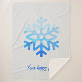 Custom Elegant Minimalist Geometric Snowflake Blue シェルパブランケット