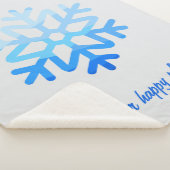 Custom Elegant Minimalist Geometric Snowflake Blue シェルパブランケット (3/4)