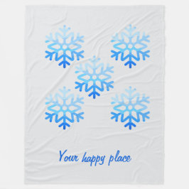 Custom Elegant Minimalist Geometric Snowflake Blue フリースブランケット