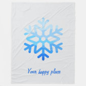 Custom Elegant Minimalist Geometric Snowflake Blue フリースブランケット (正面)