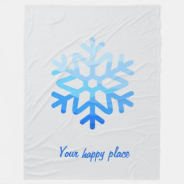 Custom Elegant Minimalist Geometric Snowflake Blue フリースブランケット