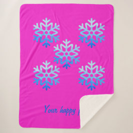 Custom Elegant Minimalist Geometric Snowflake Pink シェルパブランケット