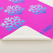 Custom Elegant Minimalist Geometric Snowflake Pink シェルパブランケット (3/4)