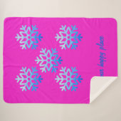 Custom Elegant Minimalist Geometric Snowflake Pink シェルパブランケット (正面(横))