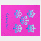 Custom Elegant Minimalist Geometric Snowflake Pink フリースブランケット (正面(横))