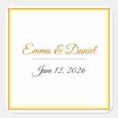 Custom Elegant Minimalist Wedding Names & Date  スクエアシール (正面)