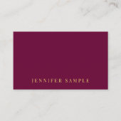 Custom Elegant Modern Burgundy Red Gold Text 名刺 (正面)