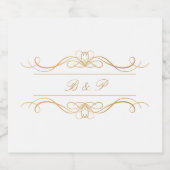 Custom Elegant Modern Gold Swirl Monogram Wedding スパークリングワインラベル (シングルラベル)