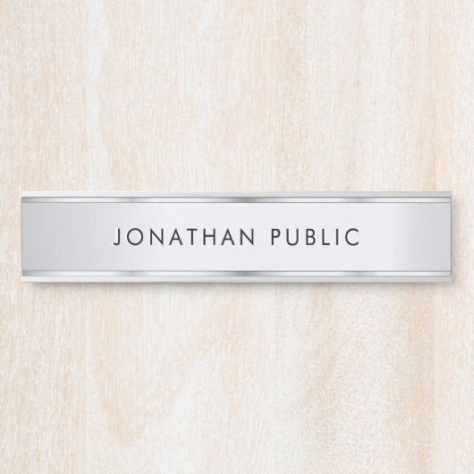 Custom Elegant Modern Minimalist Template Silver サインプレート (正面)