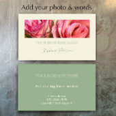 Custom Elegant Modern Sage Green Photo Template  名刺