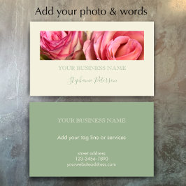 Custom Elegant Modern Sage Green Photo Template  名刺