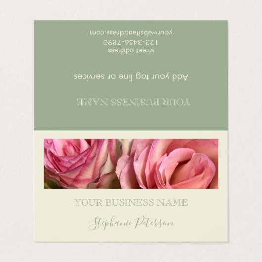 Custom Elegant Modern Sage Green Photo Template  名刺 (外部フラット)