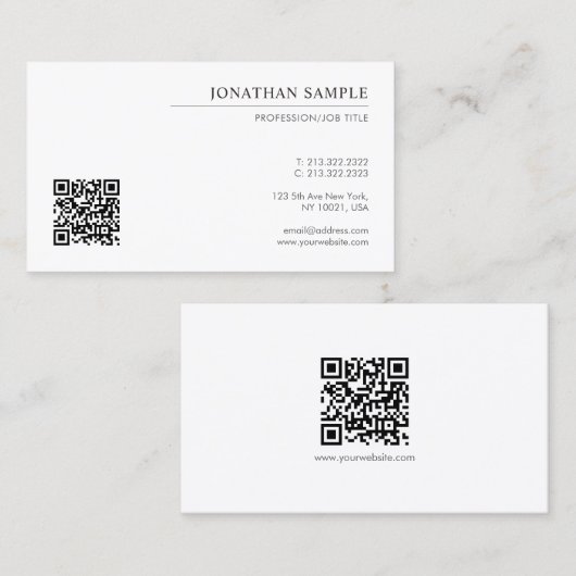 Custom Elegant Modern Simple Template QR Code 名刺 (正面/裏面)