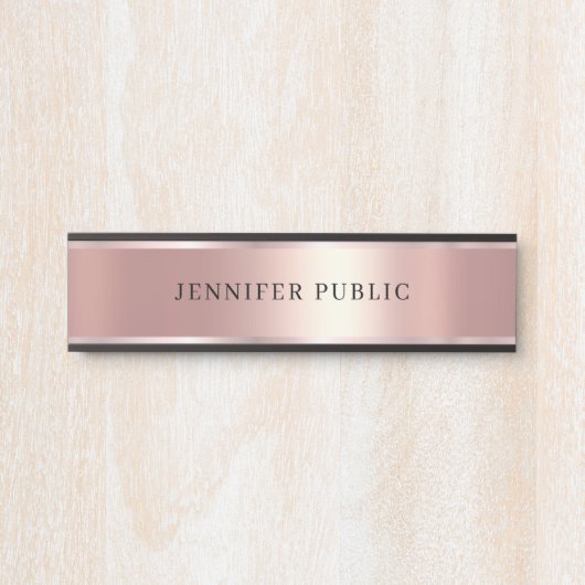 Custom Elegant Modern Template Luxury Rose Gold サインプレート (正面)