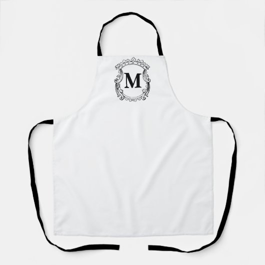 Custom Elegant Monogram Crest エプロン (正面)