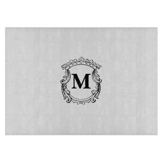Custom Elegant Monogram Crest カッティングボード (正面)