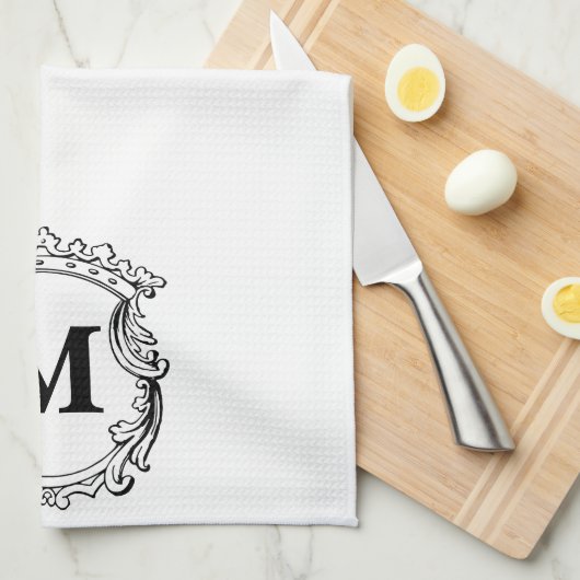 Custom Elegant Monogram Crest キッチンタオル (四つ折り)