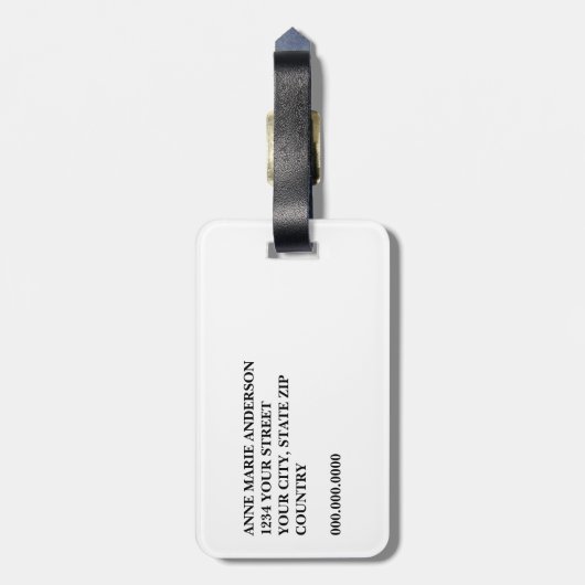 Custom Elegant Monogram Crest ラゲッジタグ (裏面縦)