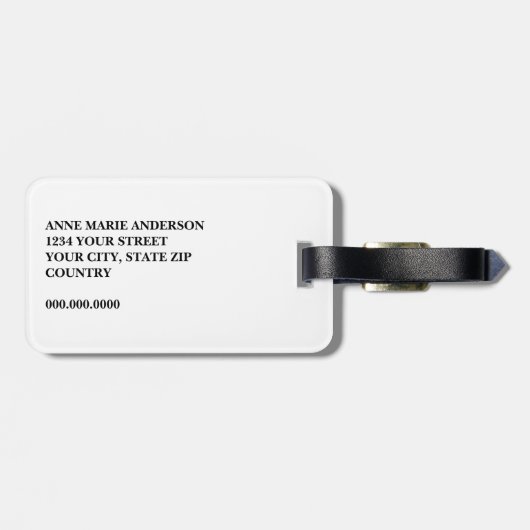 Custom Elegant Monogram Crest ラゲッジタグ (裏面横)