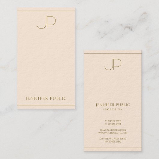 Custom Elegant Monogram Template Luxurious Thick 名刺 (正面/裏面)