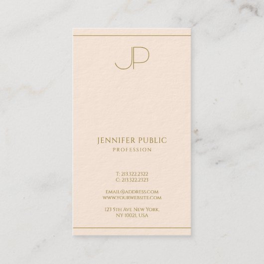 Custom Elegant Monogram Template Luxurious Thick 名刺 (裏面)