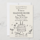 Custom Elegant Princess Cake 3rd Birthday Invite 招待状 (正面)