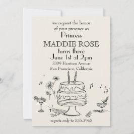 Custom Elegant Princess Cake 3rd Birthday Invite 招待状