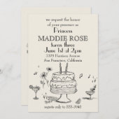 Custom Elegant Princess Cake 3rd Birthday Invite 招待状 (正面/裏面)
