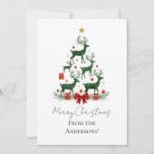 Custom Elegant Reindeer Tree Christmas Card シーズンカード (正面)