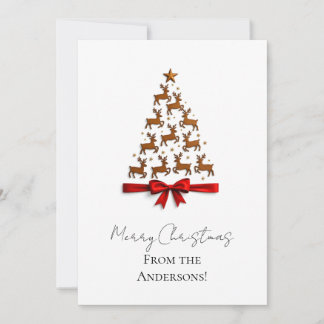 Custom Elegant Reindeer Tree Christmas Card シーズンカード