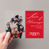 Custom Elegant Script 1 Family Photo Holiday Card アクリル招待状 (インサイチュ (ポータブル))