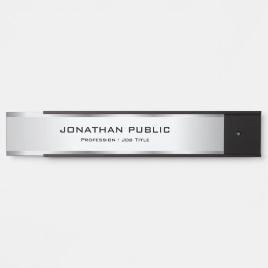 Custom Elegant Silver Metallic Look Luxury サインプレート (正面)