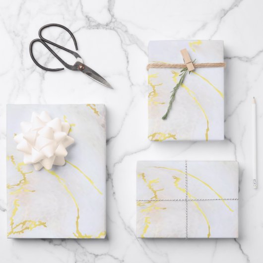 Custom Elegant Simple Gold Marble Template Gift ラッピングペーパーシート (正面)