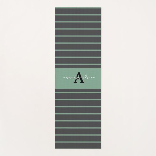 Custom elegant stripes black green practising ヨガマット (正面)