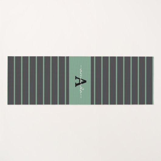 Custom elegant stripes black green practising ヨガマット (正面(横))