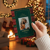 Custom Elegant Tartan Plaid Family Photo Christmas シーズンカード